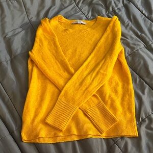 LOFT Women's Bright Yellow Crew Neck Sweater